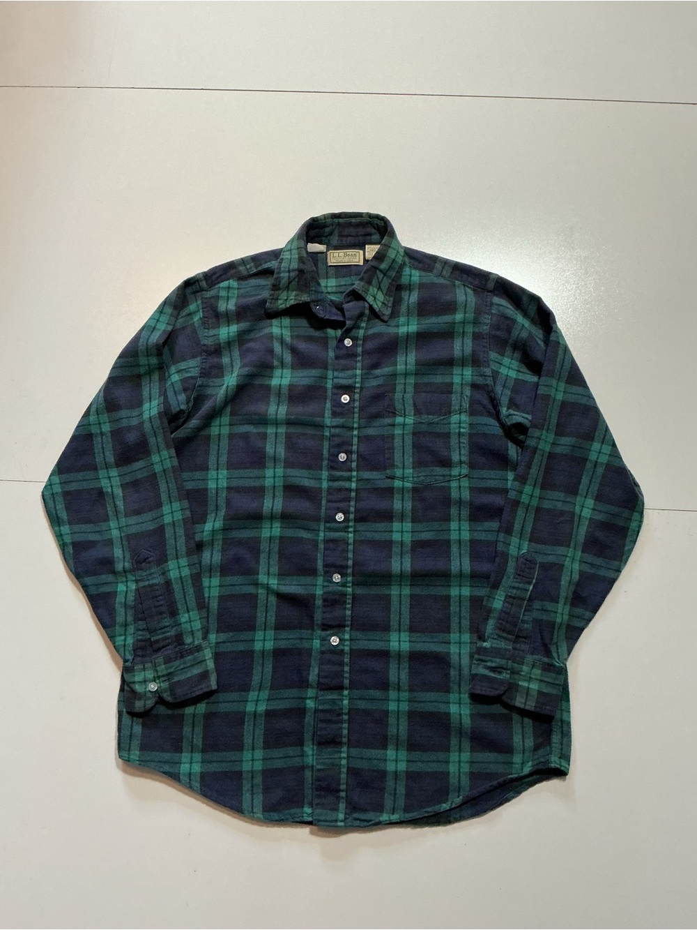 Vintage L.L. Bean Blackwatch Plaid Made In USA Button Flannel Shirt